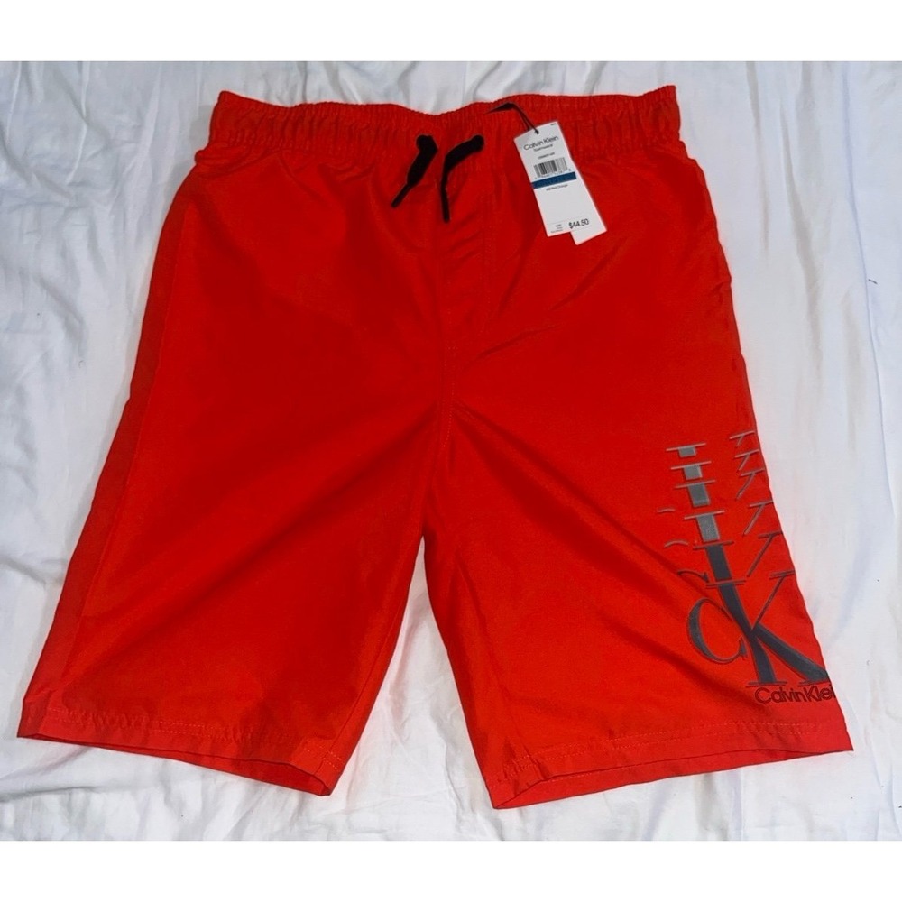 Calvin Klein Boys Red Orange Swim Trunks Board Shorts XL 18/20 NWT CSSGK17F-652